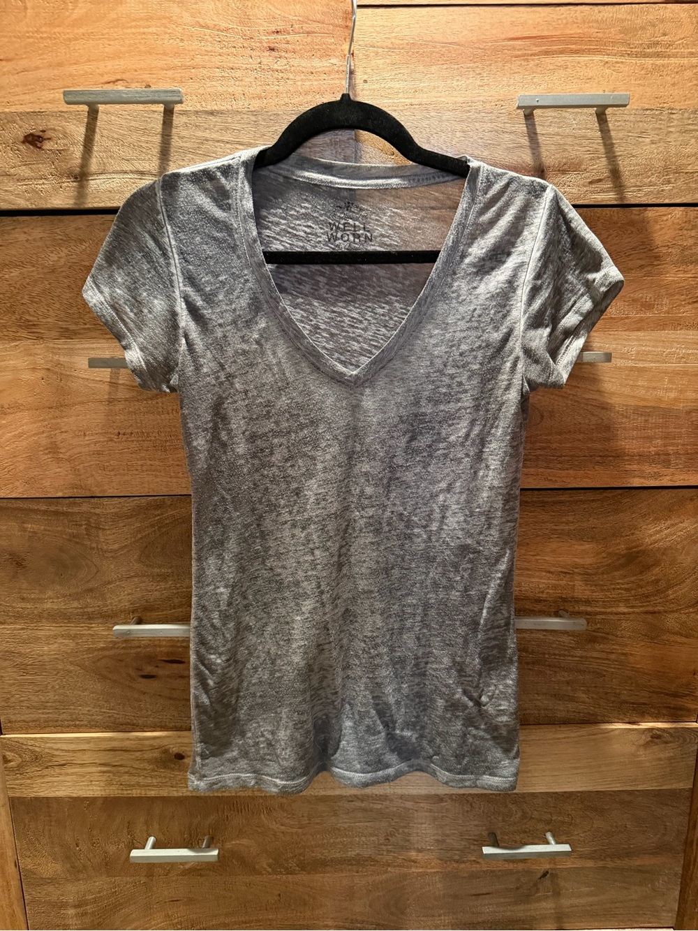 Women’s V-Neck Short Sleeve Burnout Tee - Gray